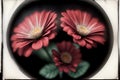 A Picture Of Three Red Flowers On A Black Background. Generative AI