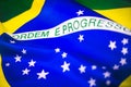 Brazilian flag in details from a top of view