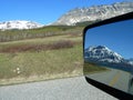 Truck mirror reflection of mountains ! Royalty Free Stock Photo