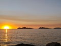 A picture of twilight in the Vigo estuary, view cies islands Royalty Free Stock Photo