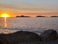 A picture of twilight in the Vigo estuary, view cies islands Royalty Free Stock Photo