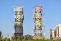 Picture of the Twin Towers, two-luxury office space buildings located in the Marina District of Lusail City, Doha. Royalty Free Stock Photo