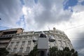 Two dome cctv cameras seen from below in front of an old building in a European city center downtown. These CCTV cameras are used Royalty Free Stock Photo