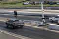 Drag car competitors on the track