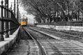 Typical yellow tram in Budapest