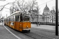 Typical yellow tram in Budapest