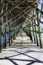 Under the pier at Folly Beach in Charleston South Carolina Royalty Free Stock Photo