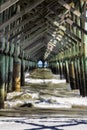 Under the pier at Folly Beach in Charleston South Carolina Royalty Free Stock Photo