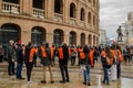 University choir singing Christmas Carols on Christmas Eve in on the City Center in Valencia Royalty Free Stock Photo