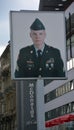 Picture of  US soldier at the former East-West Berlin border Royalty Free Stock Photo