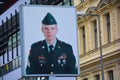 Picture of USA soldier at the former East-West Berlin border Royalty Free Stock Photo