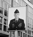 Picture of USA soldier at the former East-West Berlin border Royalty Free Stock Photo