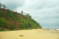 Varkala beach in Kerala where cliff and sea join.