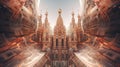 A picture of a very tall building with many spires. Generative AI image.