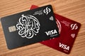 Picture of visa cards, debit and platinum delivered by The Commercial Bank of Qatar.