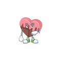 Picture of waiting love chocolate with pink on cartoon mascot style design