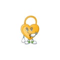 Picture of waiting love padlock on cartoon mascot style design