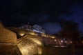 Panorama of the walls of Kalemegdanska tvrdjava at night in Belgrade, Serbia. Also called Kalemgdan fortress, it\'s a former