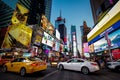 This picture was made in New York, 7.08.2018. Times Square, crowded, amazing streets, cars, enourmous buildings, brights lights of