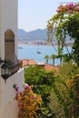 View from the window in the old town on the sea bay. Royalty Free Stock Photo