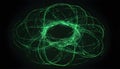 Picture of a whirling, luminous green network of connections