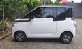 A picture of white electric car