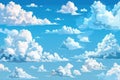 Picture of white and gray clouds floating in the blue sky with a few wisps of cirrus clouds visible Royalty Free Stock Photo