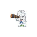 A picture of white mouse Sailor style with binocular Royalty Free Stock Photo
