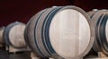 Picture with the wine barrel in the cellar Royalty Free Stock Photo