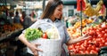 Picture of woman at marketplace buying fruits Royalty Free Stock Photo