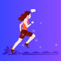 Running Woman Flat Design Vector Illustration