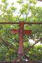 Wooden Cross on a Wooden Backdrop