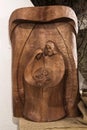 Picture of wooden Nativity Scene, handcarved Royalty Free Stock Photo