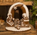 Picture of wooden Nativity Scene, handcarved Royalty Free Stock Photo