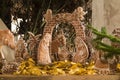 Picture of wooden Nativity Scene, handcarved Royalty Free Stock Photo