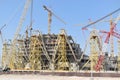 Picture of works currently ongoing for Qatar 2022 major international event: the Football World Cup Royalty Free Stock Photo