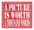 A PICTURE IS WORTH A THOUSAND WORDS, text written on red stamp sign Royalty Free Stock Photo