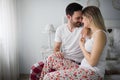 Picture of young attractive couple kissing on bed Royalty Free Stock Photo