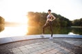 Picture of young attractive happy fitness woman. Royalty Free Stock Photo