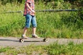 Young boy on the move with a skateboard