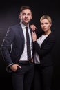 Picture of young couple of office workers standing Royalty Free Stock Photo