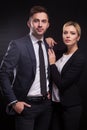 Picture of young couple of office workers standing Royalty Free Stock Photo