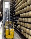 Ageing Parmigiano Reggiano cheese in the San Silvestro Cooperative in Castelvetro di Modena, Italy.