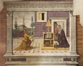 The Annunciation by Sebastiano Mainardi in 1482 in the Collegiata di Santa Maria Assunta in San Gimgnano, Italy. Royalty Free Stock Photo