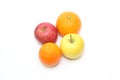 Appless and oranges in a white background