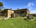 Back of some of the stone buildings of the Capanna Farm, situated to the north of Montalcino.