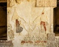 Badly damaged relief in the Mortuary Temple of Hatshepsut near Luxor, Egypt.
