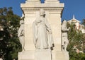 Base of the Monument to the Immaculate Conception in the Plaza Del Triunfo in Seville, Spain.