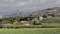 Basilica of Saint Francis of Assisi seen from the valley below in Assisi, Italy. Royalty Free Stock Photo