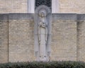 `Mother of the World` statue on the south side of Christ the King Catholic Church in Dallas, Texas.